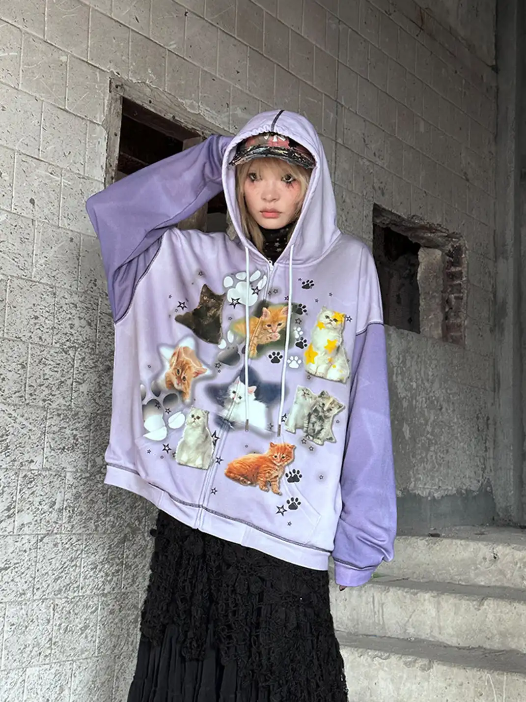 CFIERCE | Cat Print Hoodie