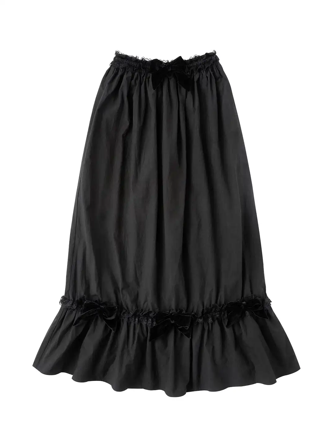 CFIERCE | Velvet Bow Ruffle Maxi Skirt