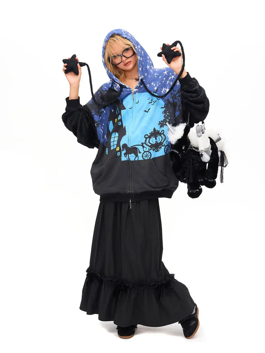 CFIERCE | Velvet Bow Ruffle Maxi Skirt