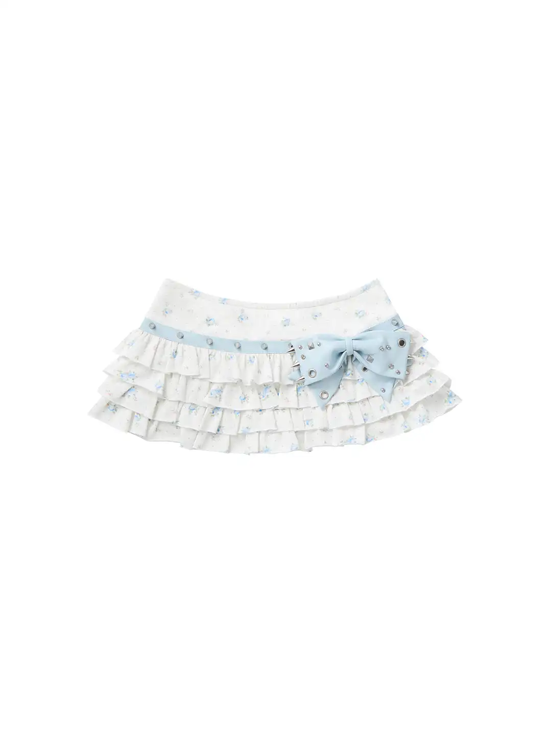 CFIERCE | Rivet Bow Floral Cake Skirt