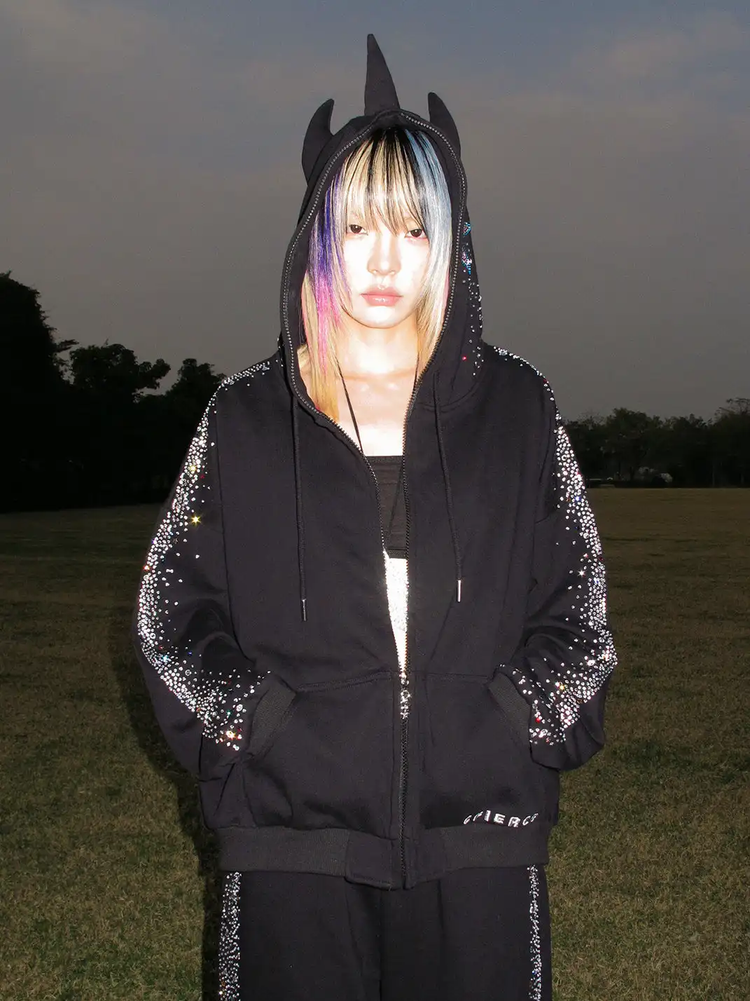 CFIERCE | Crying Unicorn Hotfix Rhinestone Sweatshirt