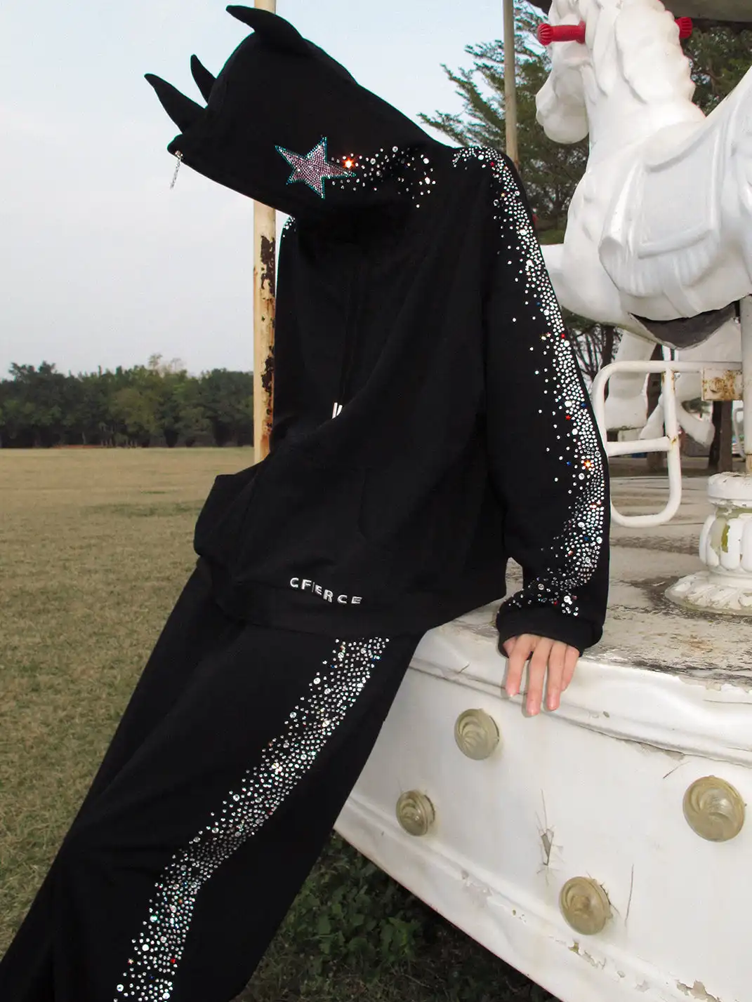 CFIERCE | Crying Unicorn Hotfix Rhinestone Sweatshirt