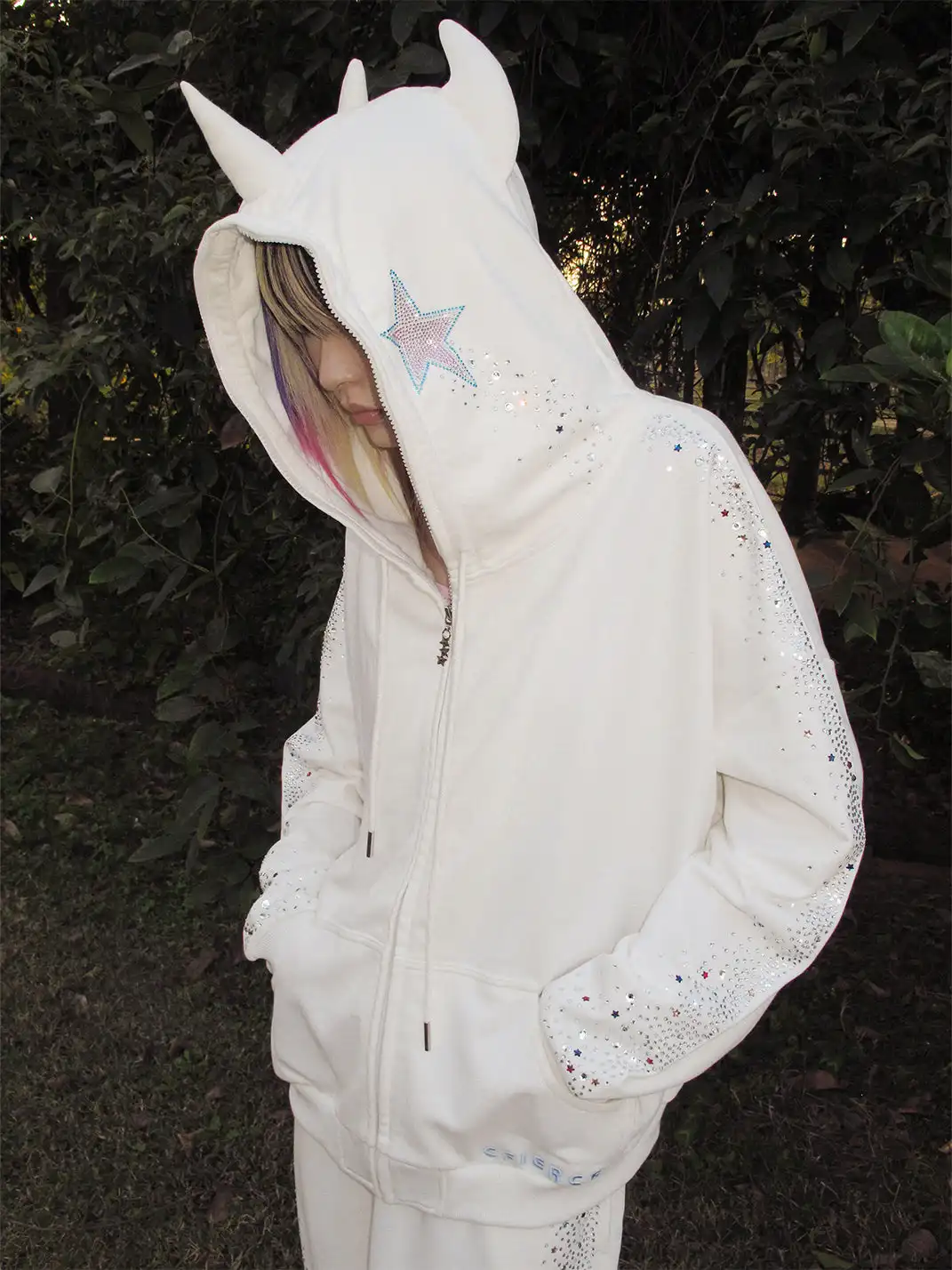 CFIERCE | Crying Unicorn Hotfix Rhinestone Sweatshirt