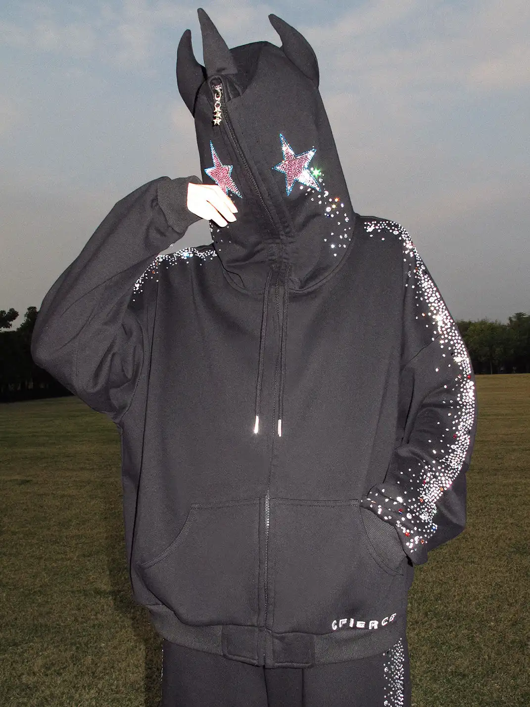CFIERCE | Crying Unicorn Hotfix Rhinestone Sweatshirt
