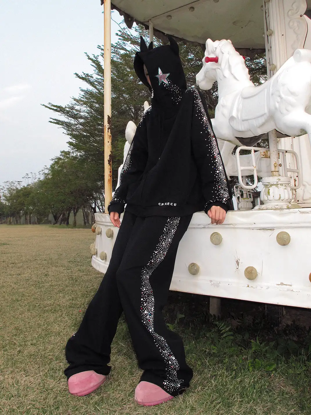 CFIERCE | Crying Unicorn Hotfix Rhinestone Sweatshirt
