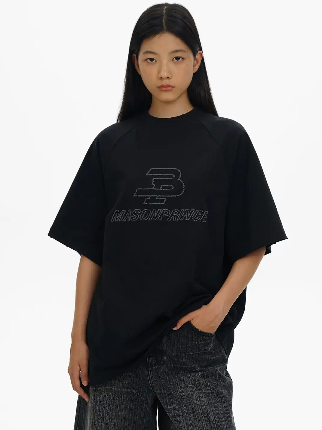 MASONPRINCE | Oversized Embroidered Raglan Sleeve T-shirt