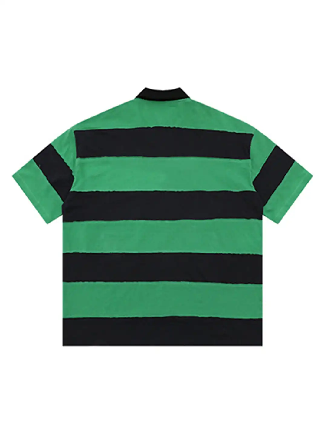 MASONPRINCE | Spliced Raw Edge Striped Color Block Polo Shirt