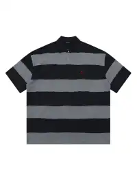 MASONPRINCE | Spliced Raw Edge Striped Color Block Polo Shirt