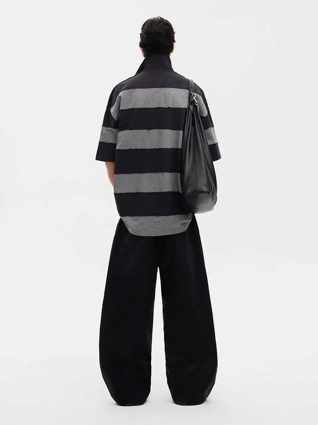 MASONPRINCE | Spliced Raw Edge Striped Color Block Polo Shirt