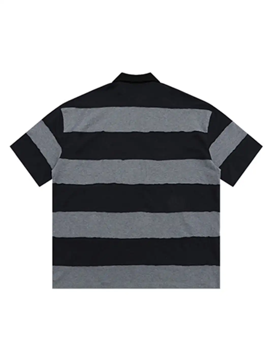 MASONPRINCE | Spliced Raw Edge Striped Color Block Polo Shirt