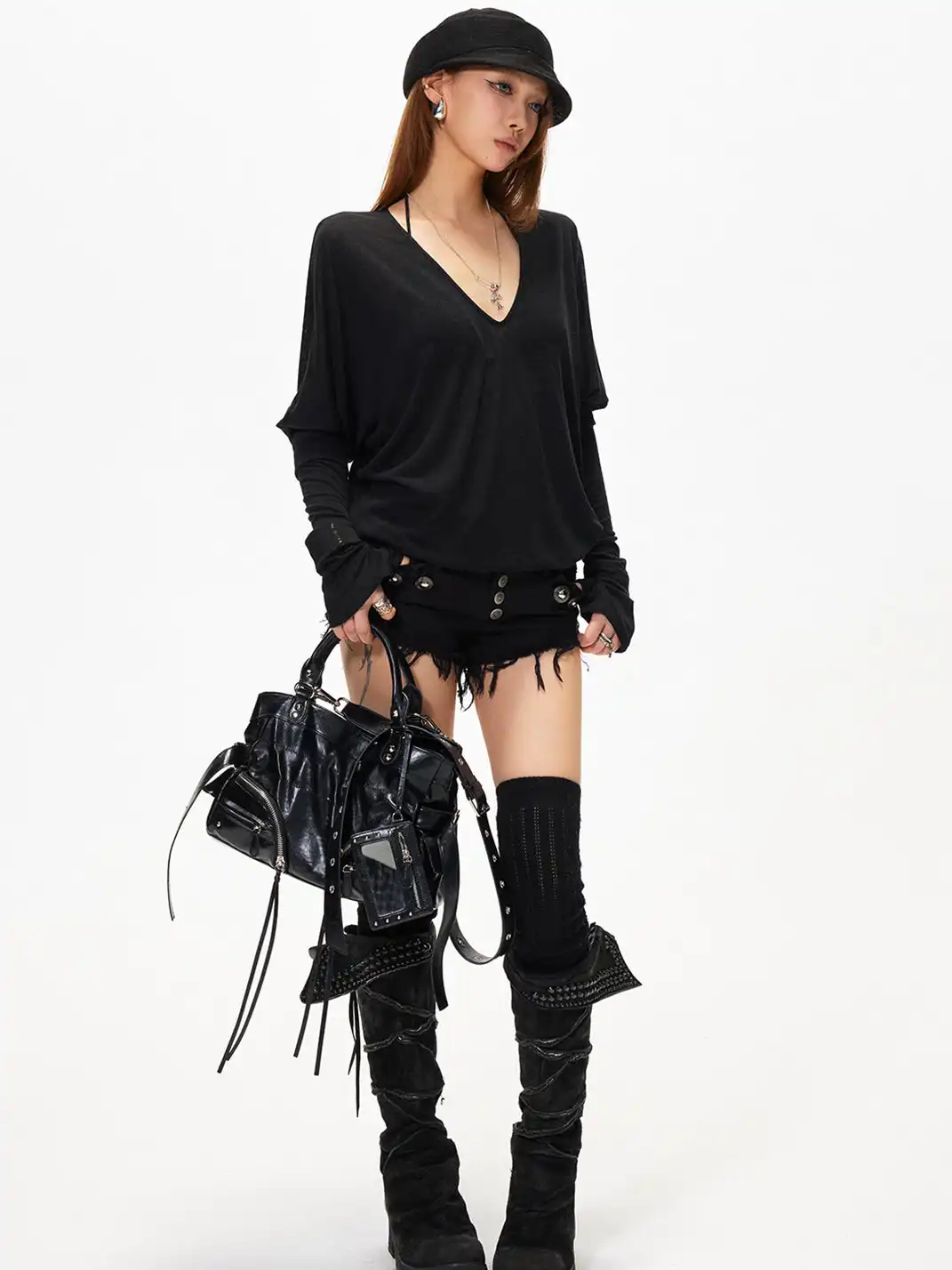 3MODE | V-Neck Batwing Sleeve Top