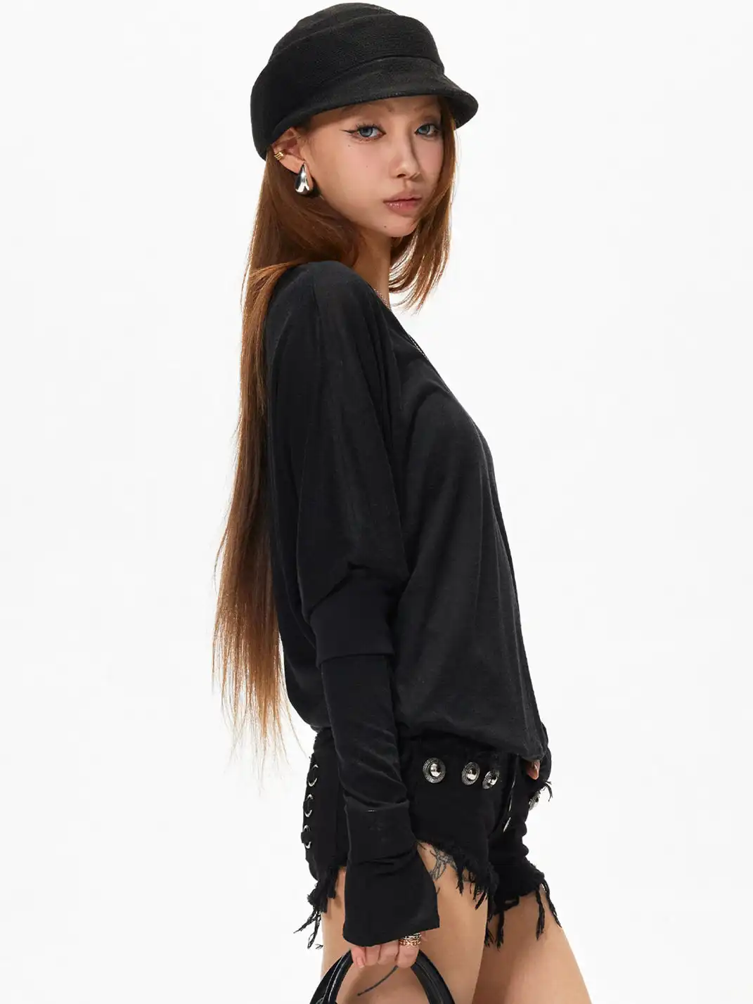 3MODE | V-Neck Batwing Sleeve Top