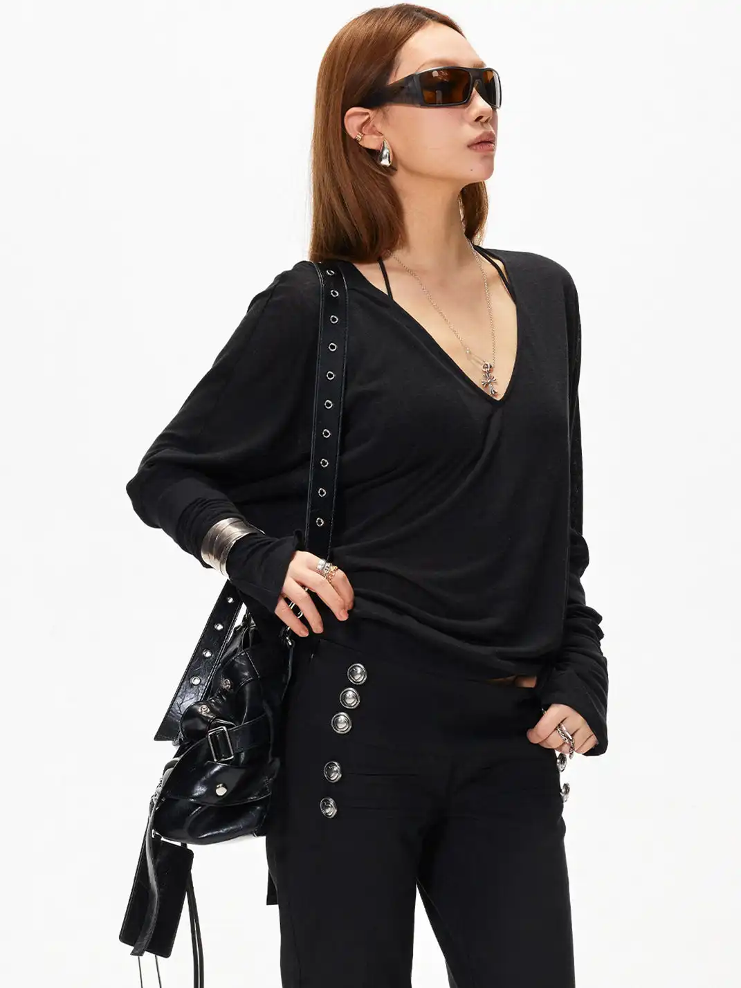 3MODE | V-Neck Batwing Sleeve Top