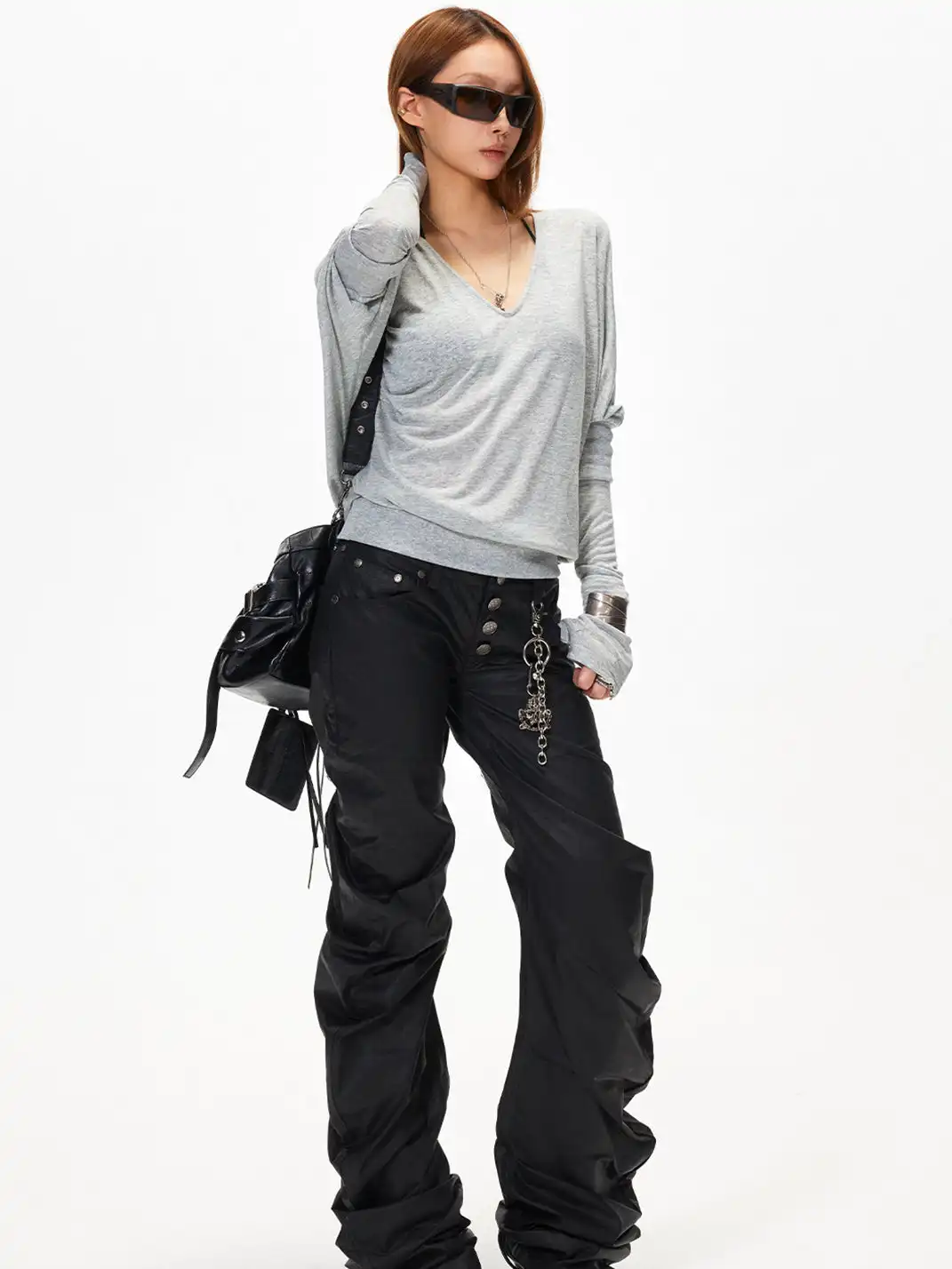 3MODE | V-Neck Batwing Sleeve Top
