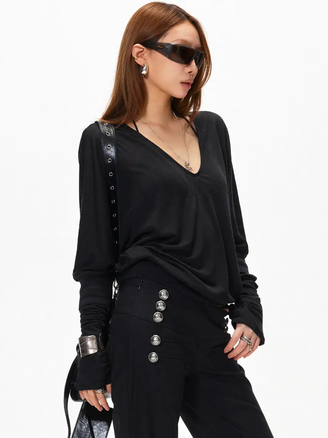 3MODE | V-Neck Batwing Sleeve Top