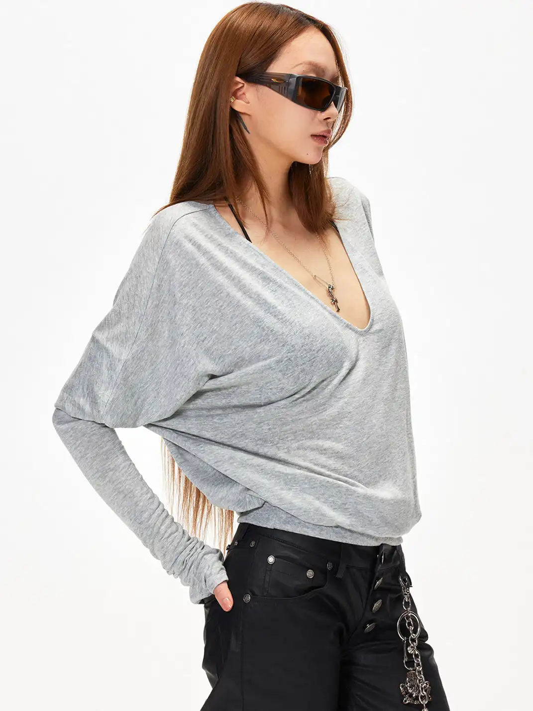 3MODE | V-Neck Batwing Sleeve Top