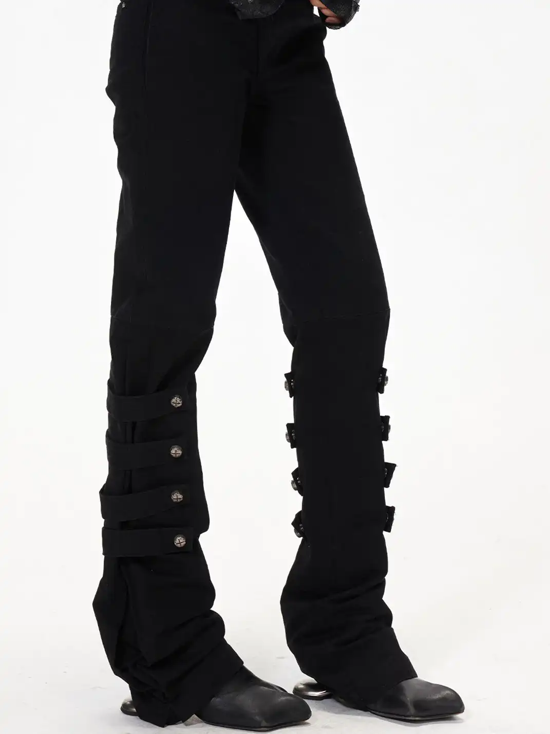 3MODE | Flared Trousers with Strap & Button Detail