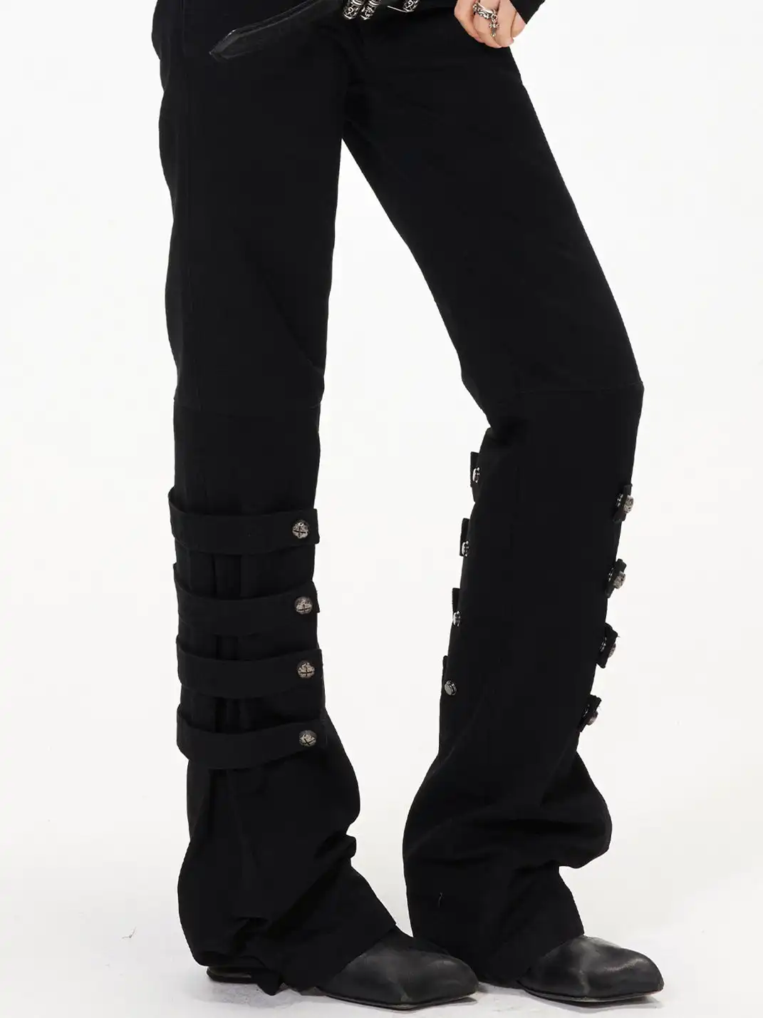3MODE | Flared Trousers with Strap & Button Detail