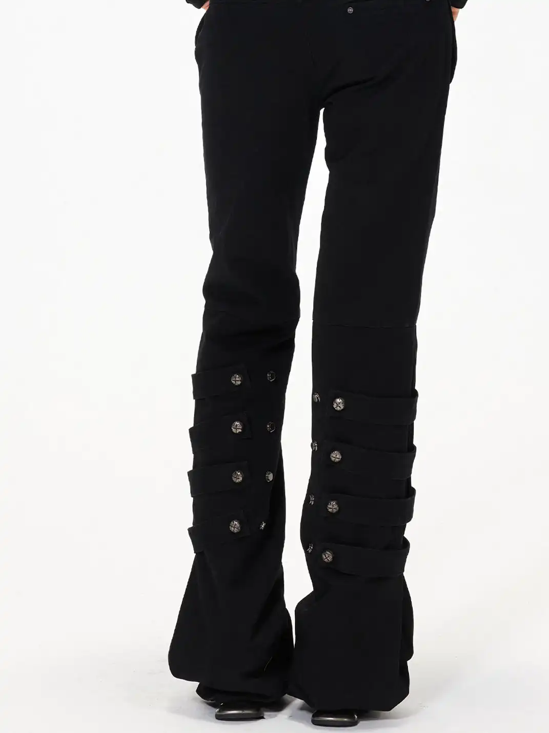 3MODE | Flared Trousers with Strap & Button Detail