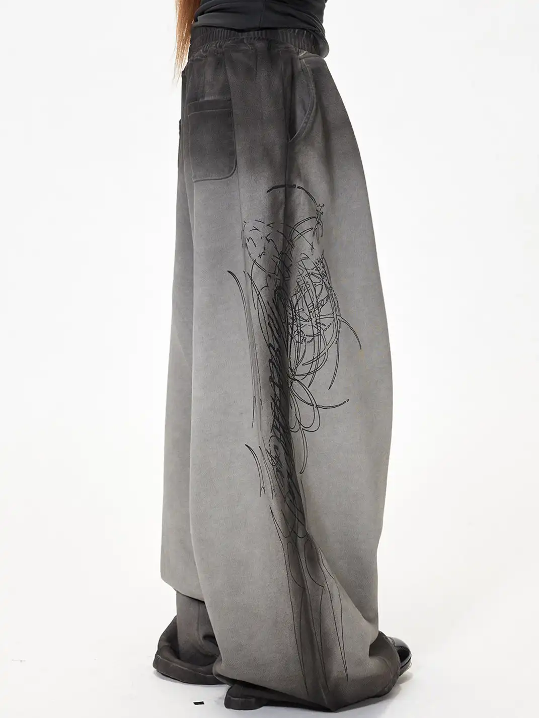 3MODE | Heavy Embroidery Loose Wide-Leg Pants