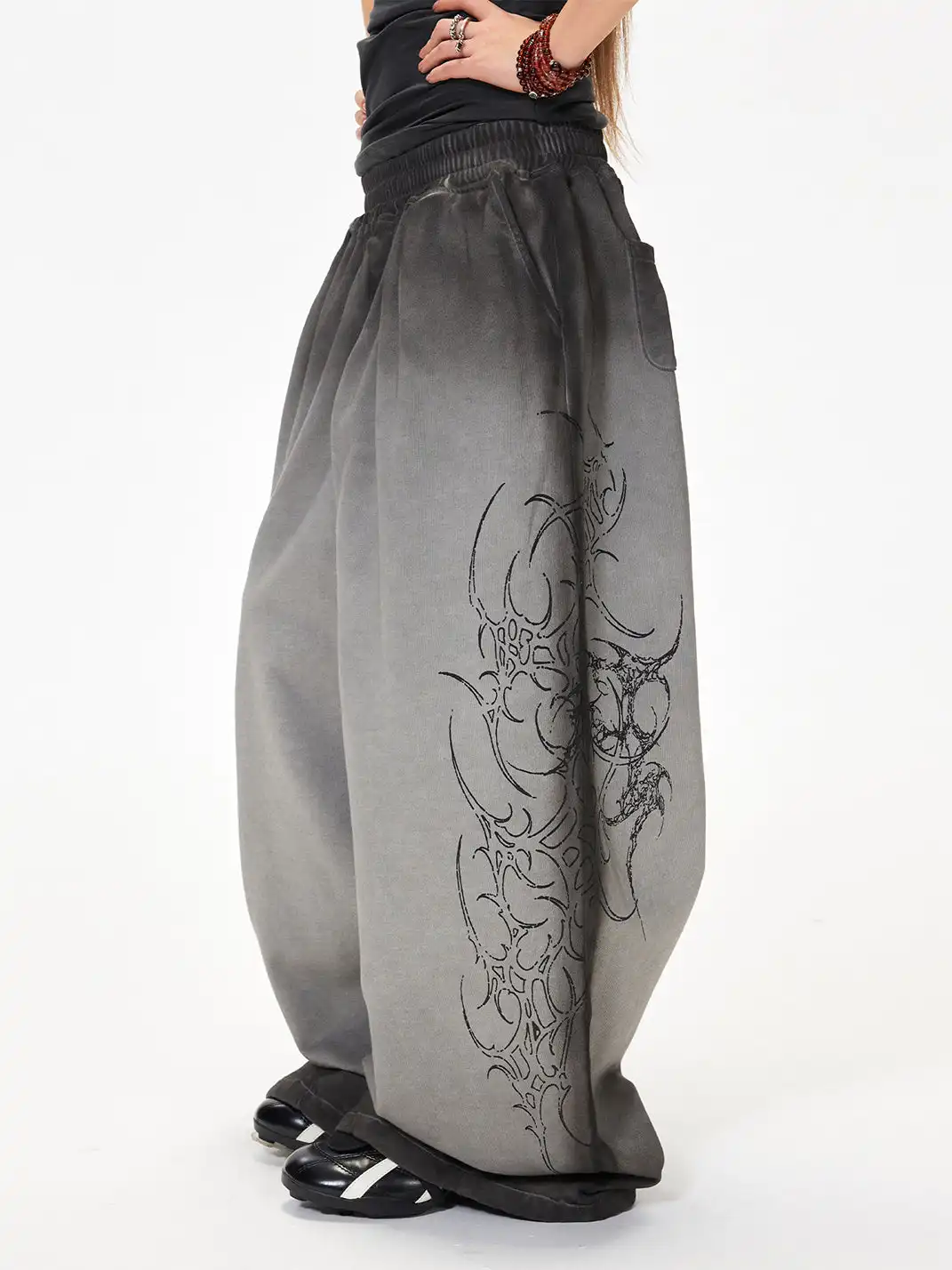 3MODE | Heavy Embroidery Loose Wide-Leg Pants