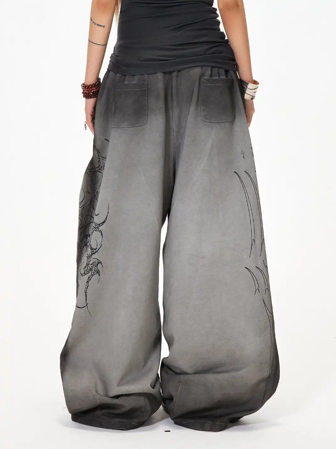 3MODE | Heavy Embroidery Loose Wide-Leg Pants