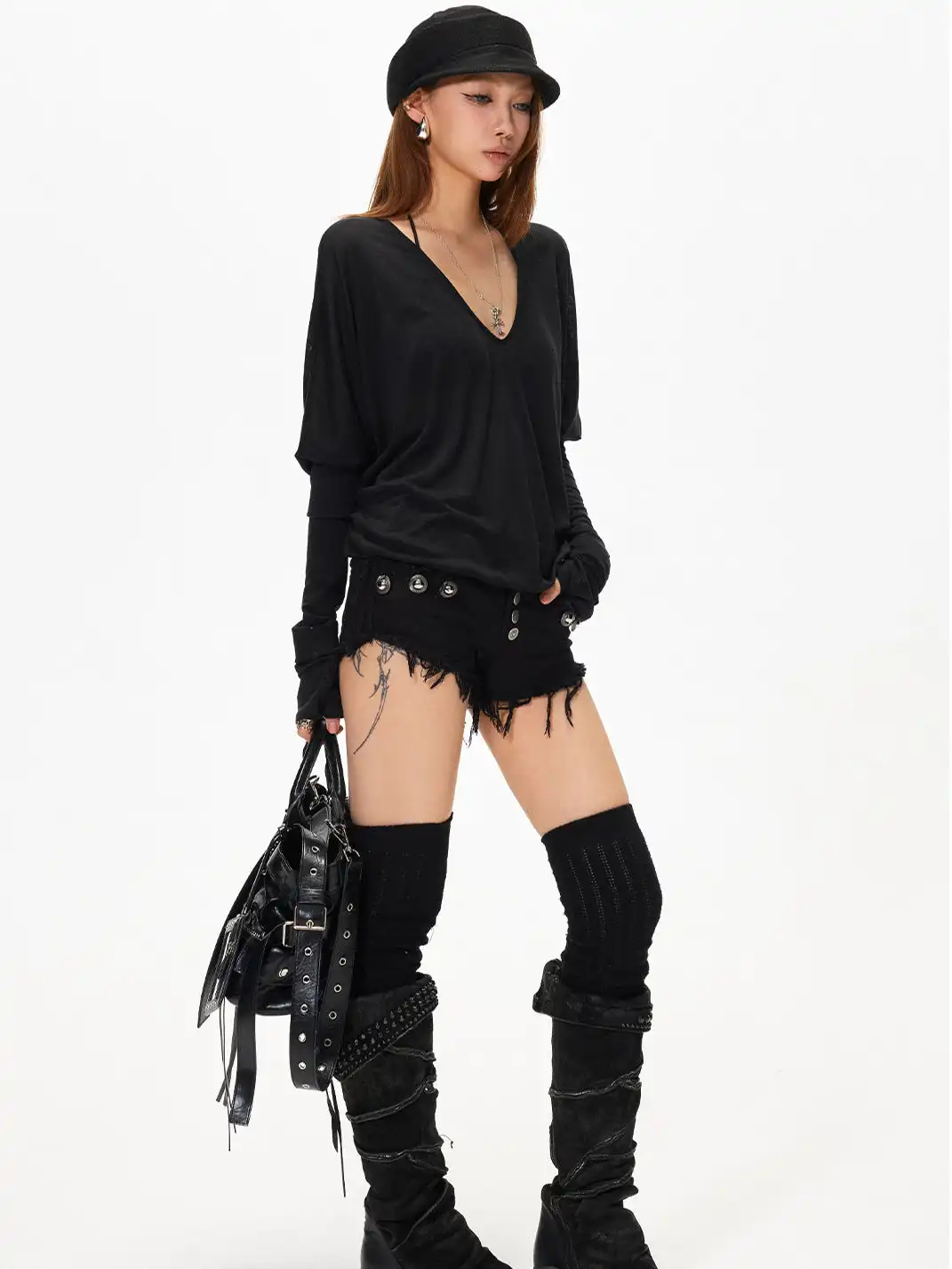 3MODE | Low Waist Button Denim Shorts