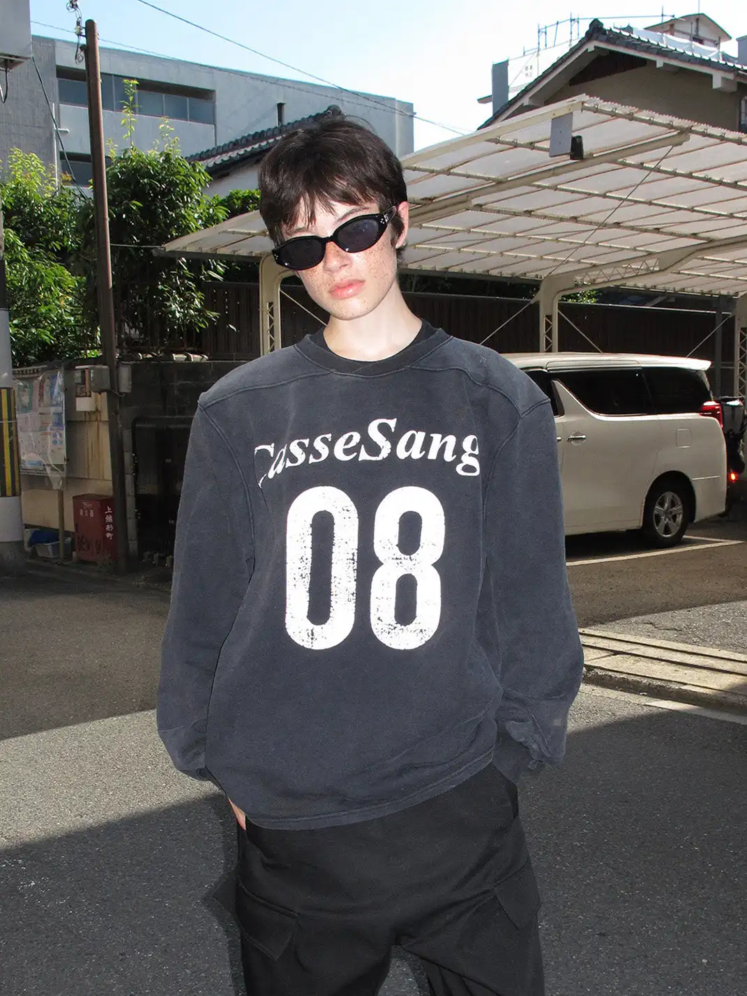 CasseSango | 08 Letter Print Broad-Shoulder Sweatshirt