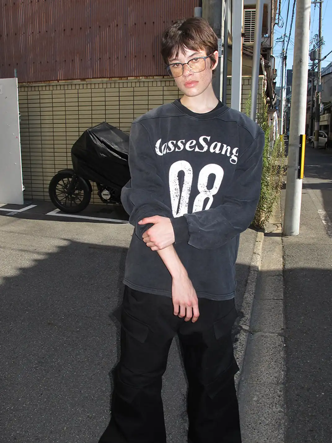 CasseSango | 08 Letter Print Broad-Shoulder Sweatshirt
