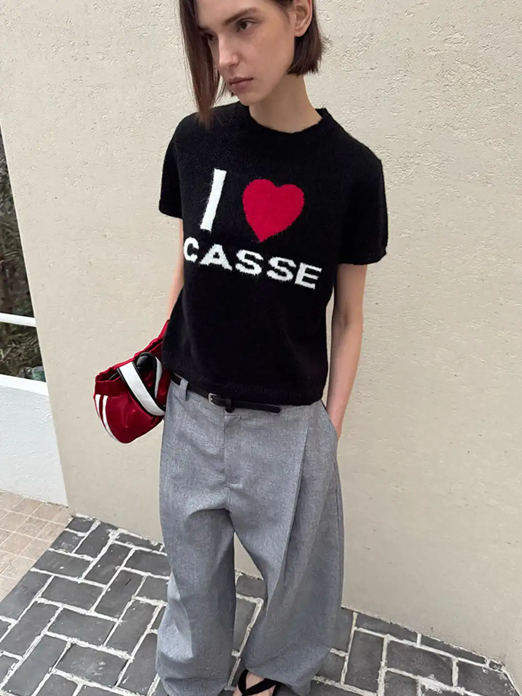 CasseSango | "I Love Casse" Regular Shoulder Wool T-Shirt