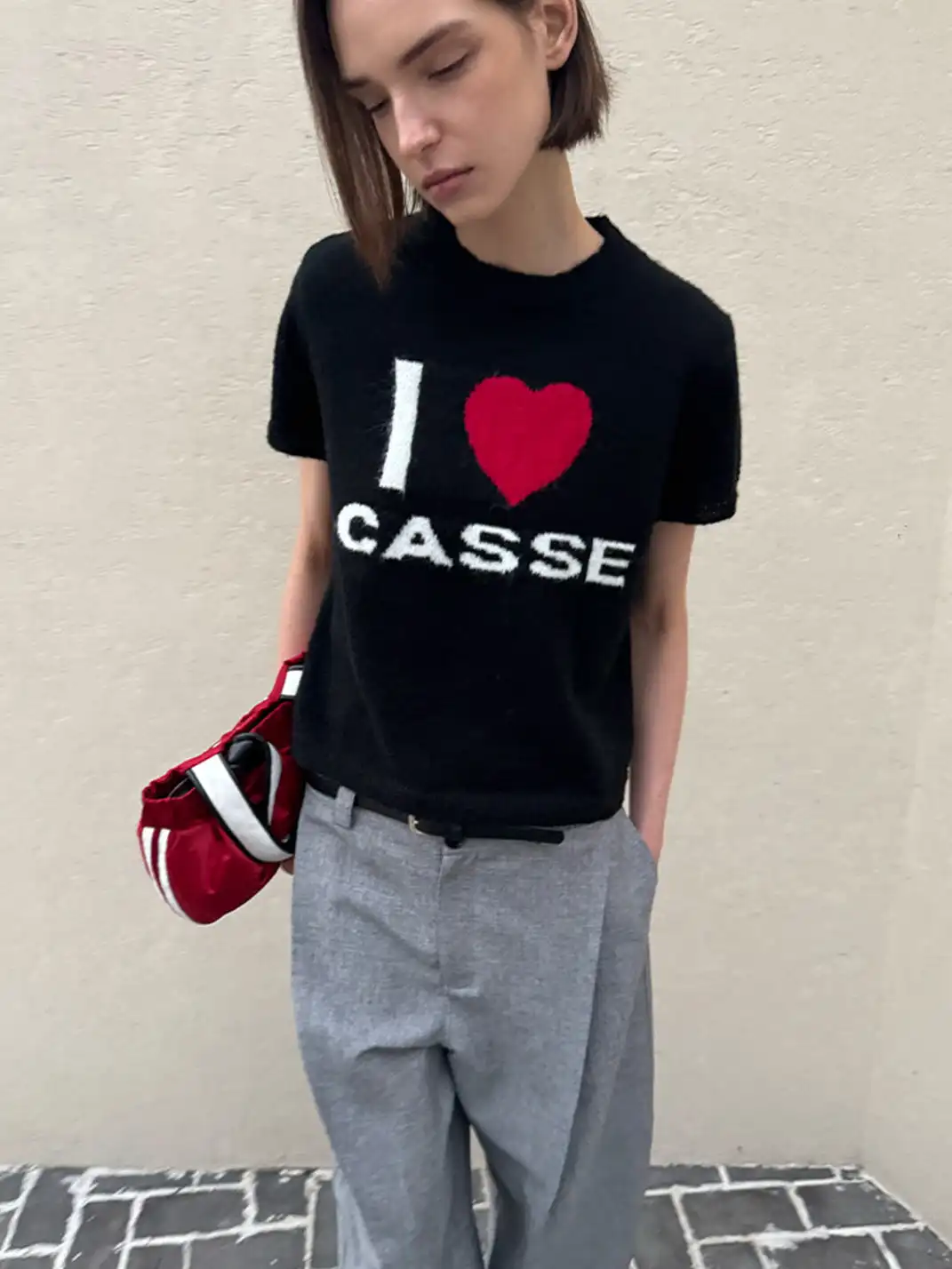 CasseSango | "I Love Casse" Regular Shoulder Wool T-Shirt