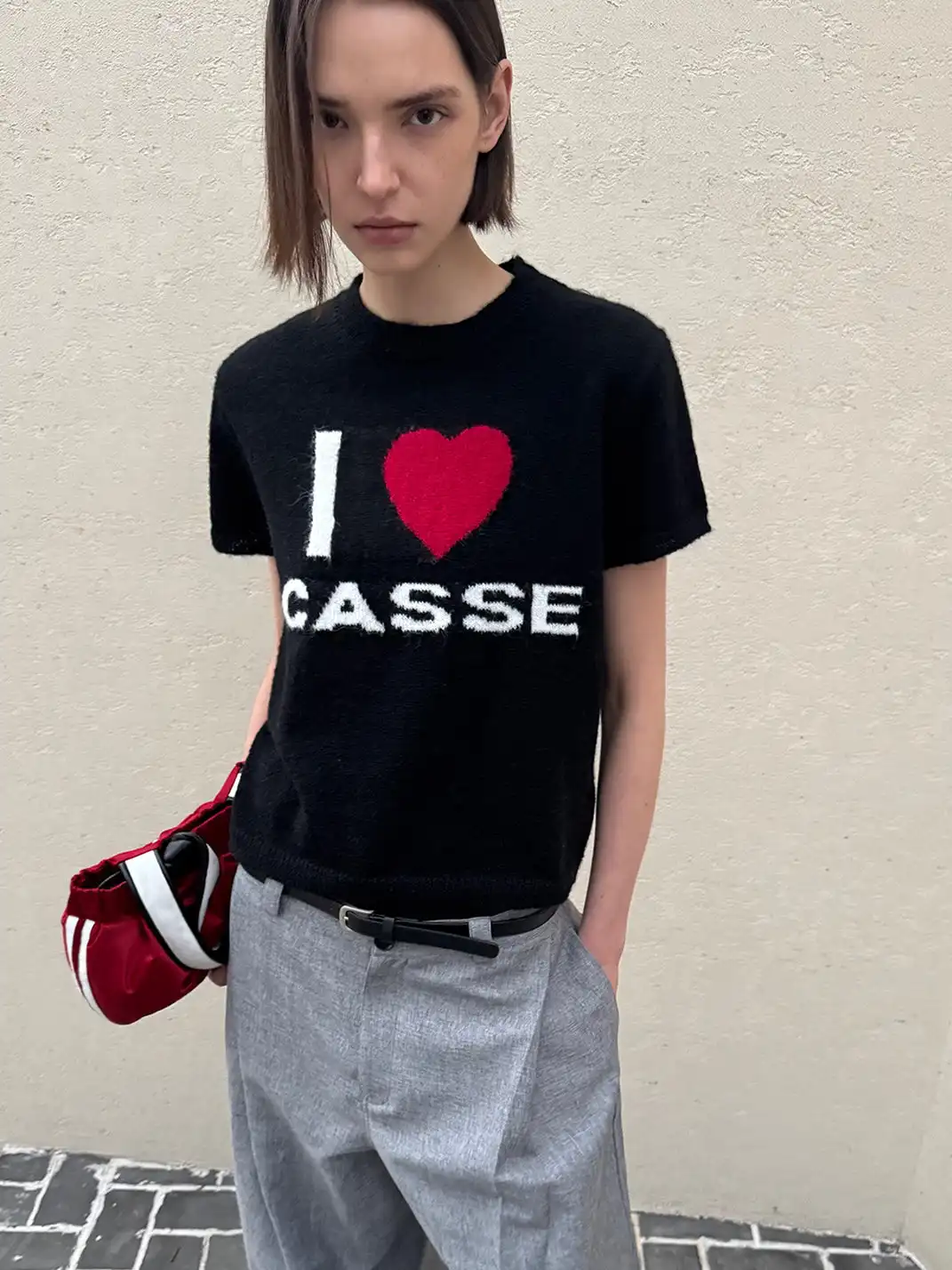 CasseSango | "I Love Casse" Regular Shoulder Wool T-Shirt