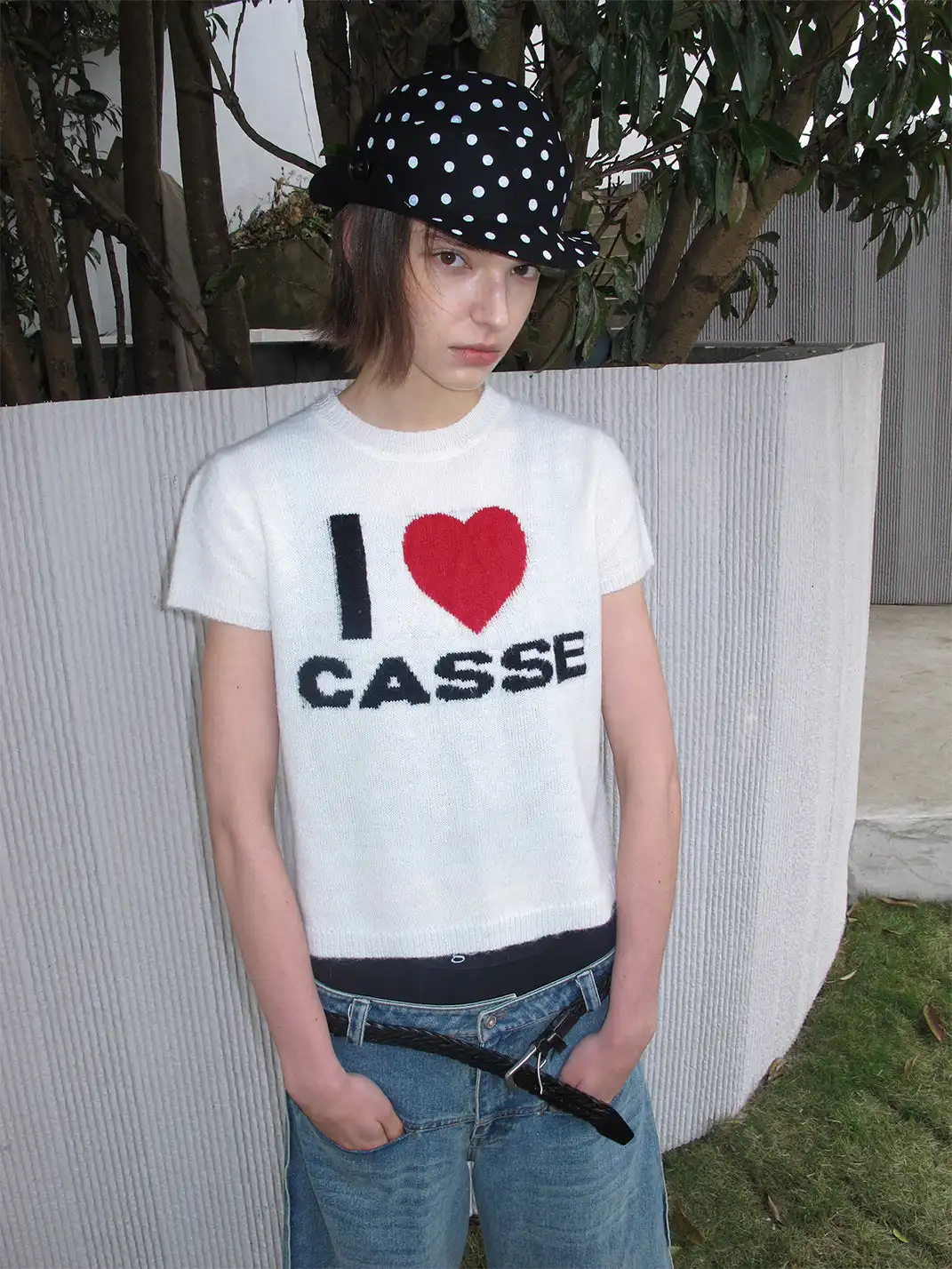 CasseSango | "I Love Casse" Regular Shoulder Wool T-Shirt