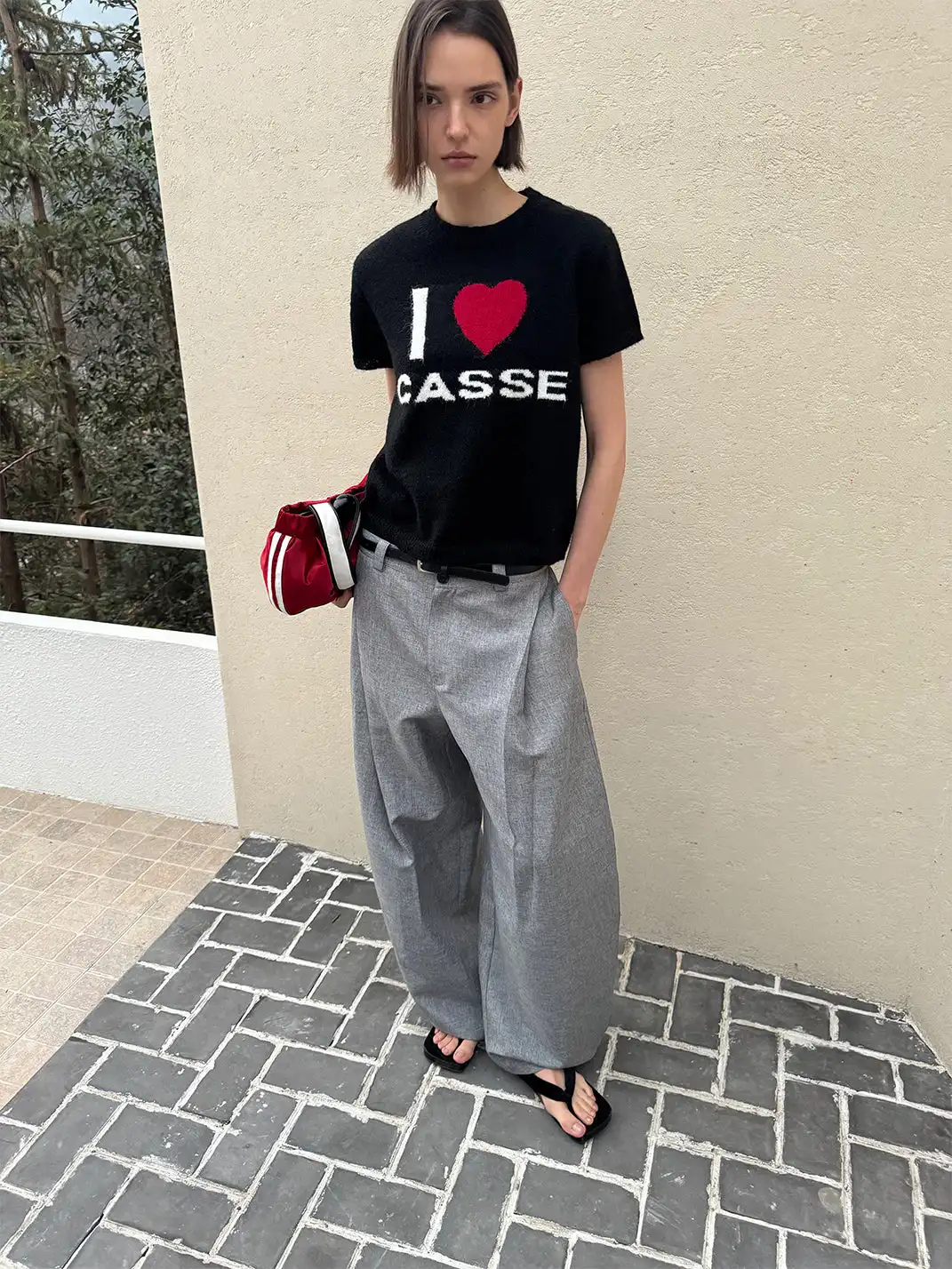 CasseSango | "I Love Casse" Regular Shoulder Wool T-Shirt
