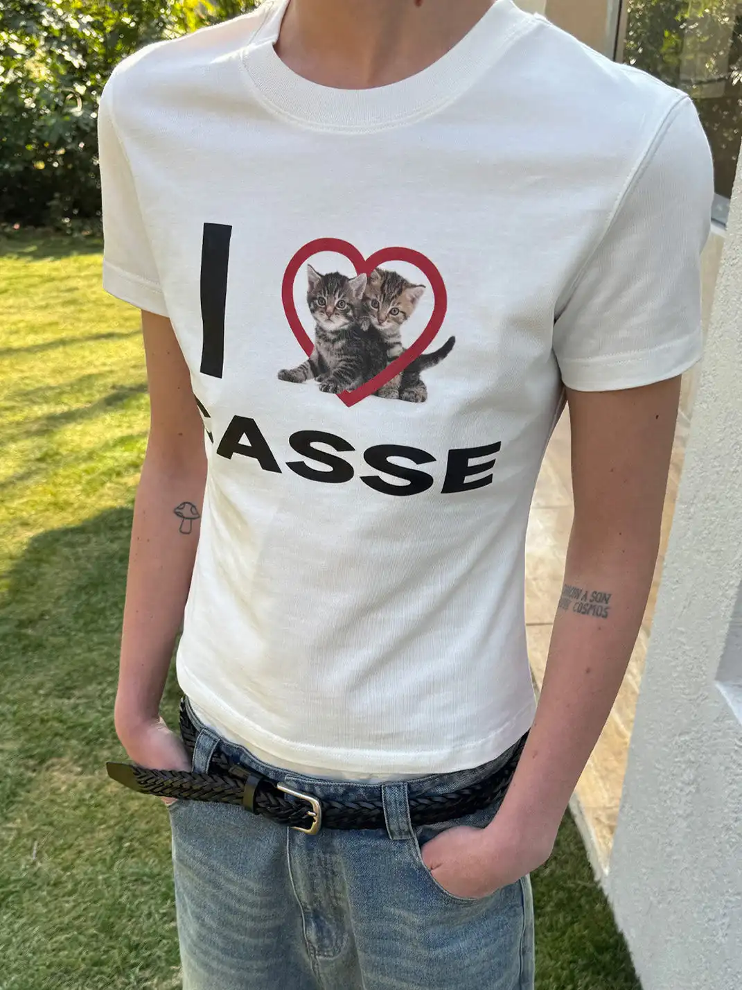 CasseSango | Heart Cat Print T-Shirt
