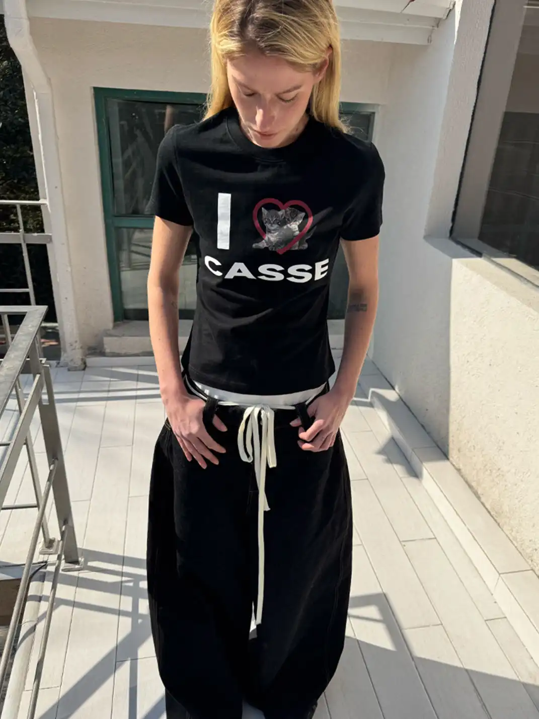 CasseSango | Heart Cat Print T-Shirt