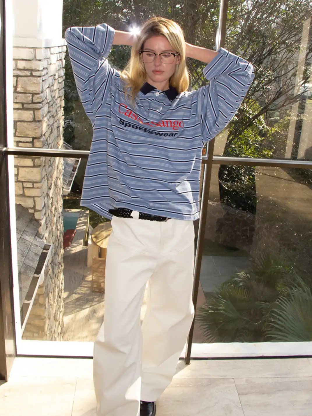 CasseSango | Striped Color-Block Embroidered T-Shirt