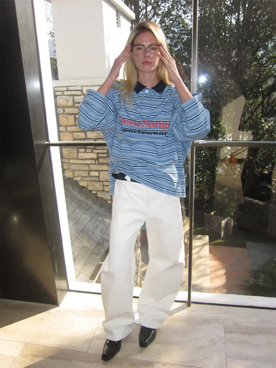CasseSango | Striped Color-Block Embroidered T-Shirt