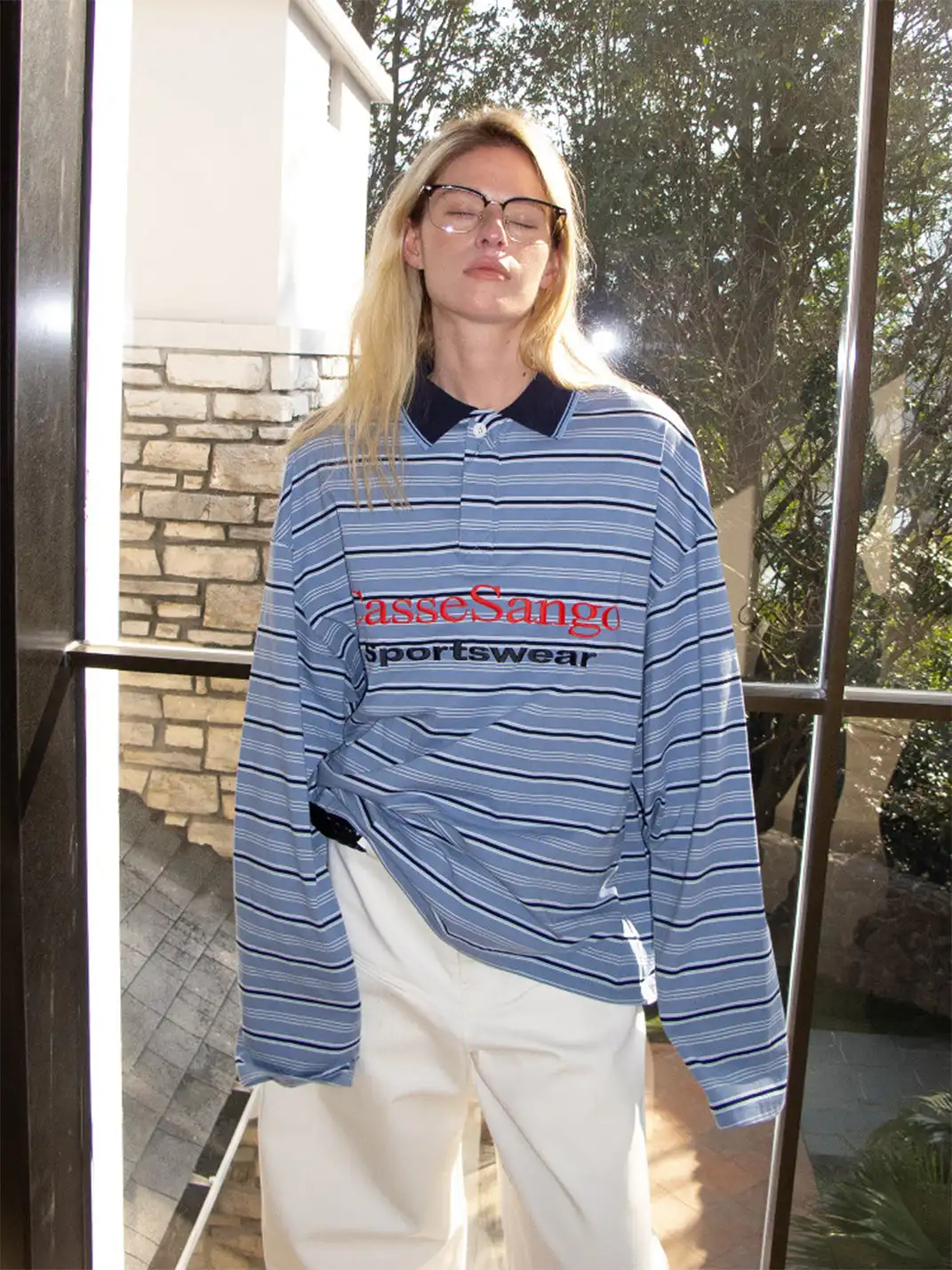 CasseSango | Striped Color-Block Embroidered T-Shirt
