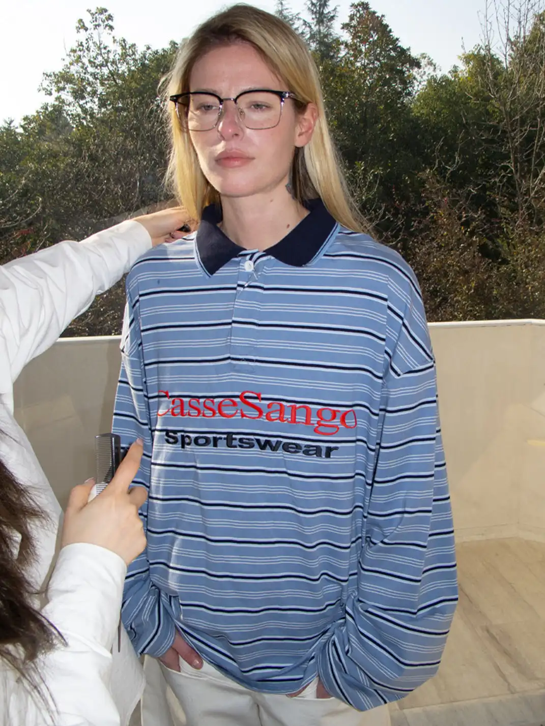 CasseSango | Striped Color-Block Embroidered T-Shirt