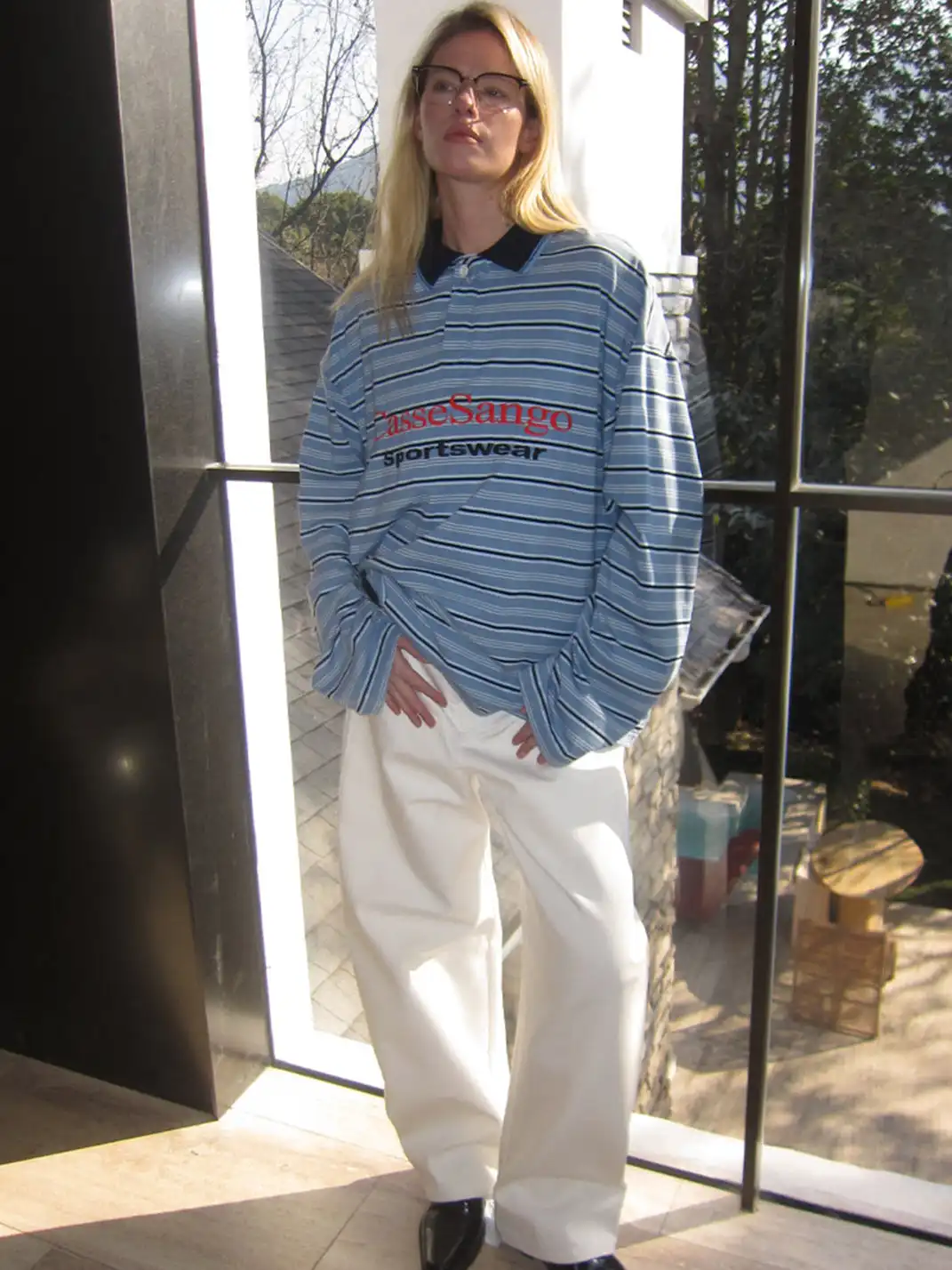 CasseSango | Striped Color-Block Embroidered T-Shirt