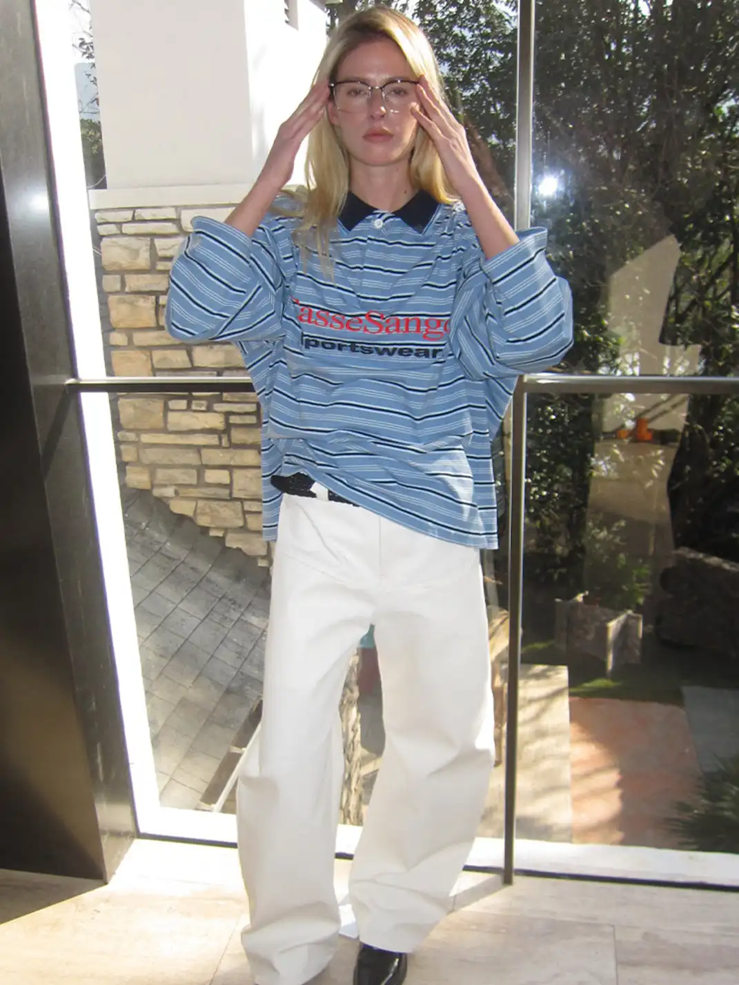 CasseSango | Striped Color-Block Embroidered T-Shirt