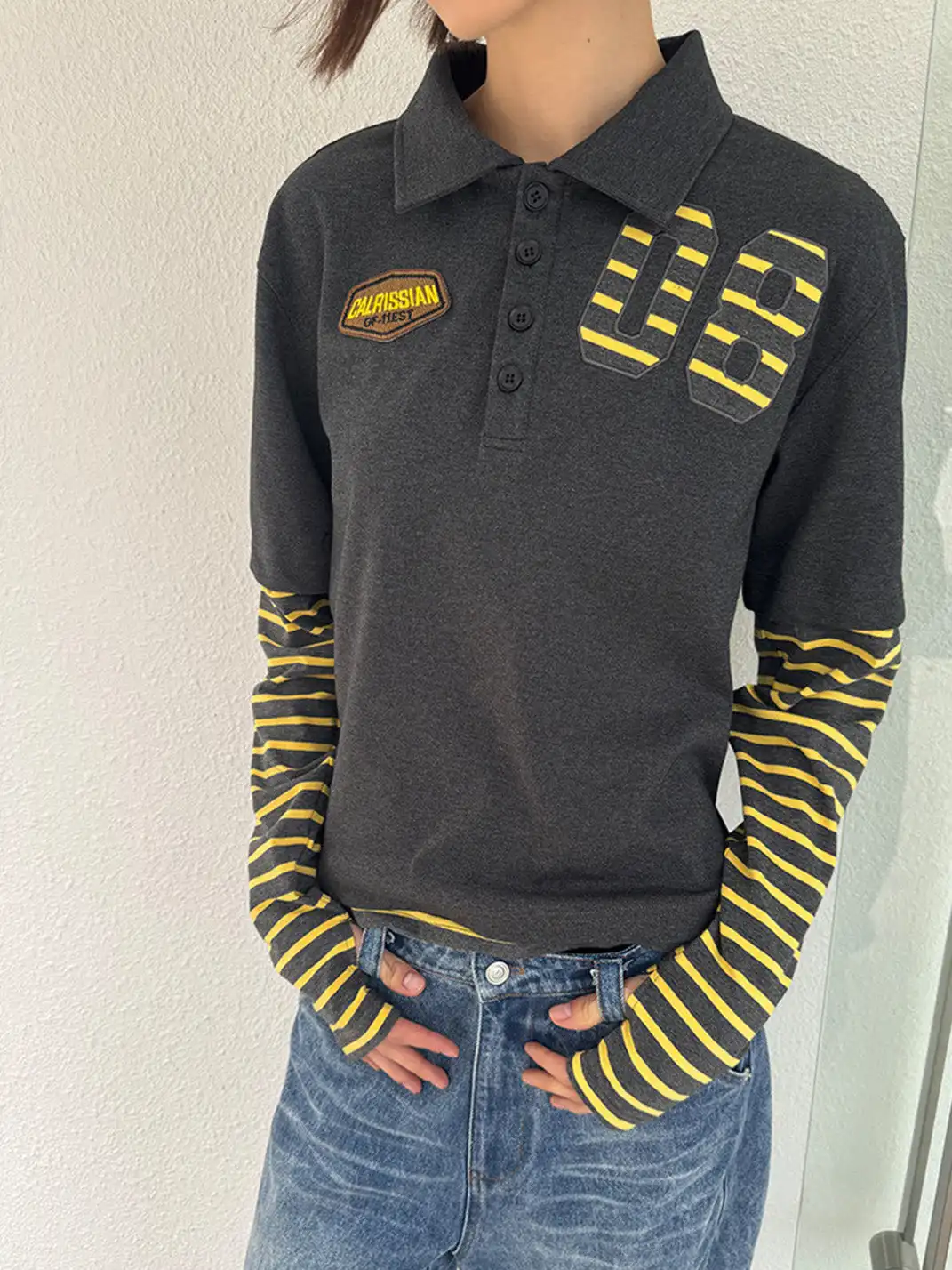 CasseSango | Two-In-One Detachable Sleeve Embroidered T-Shirt