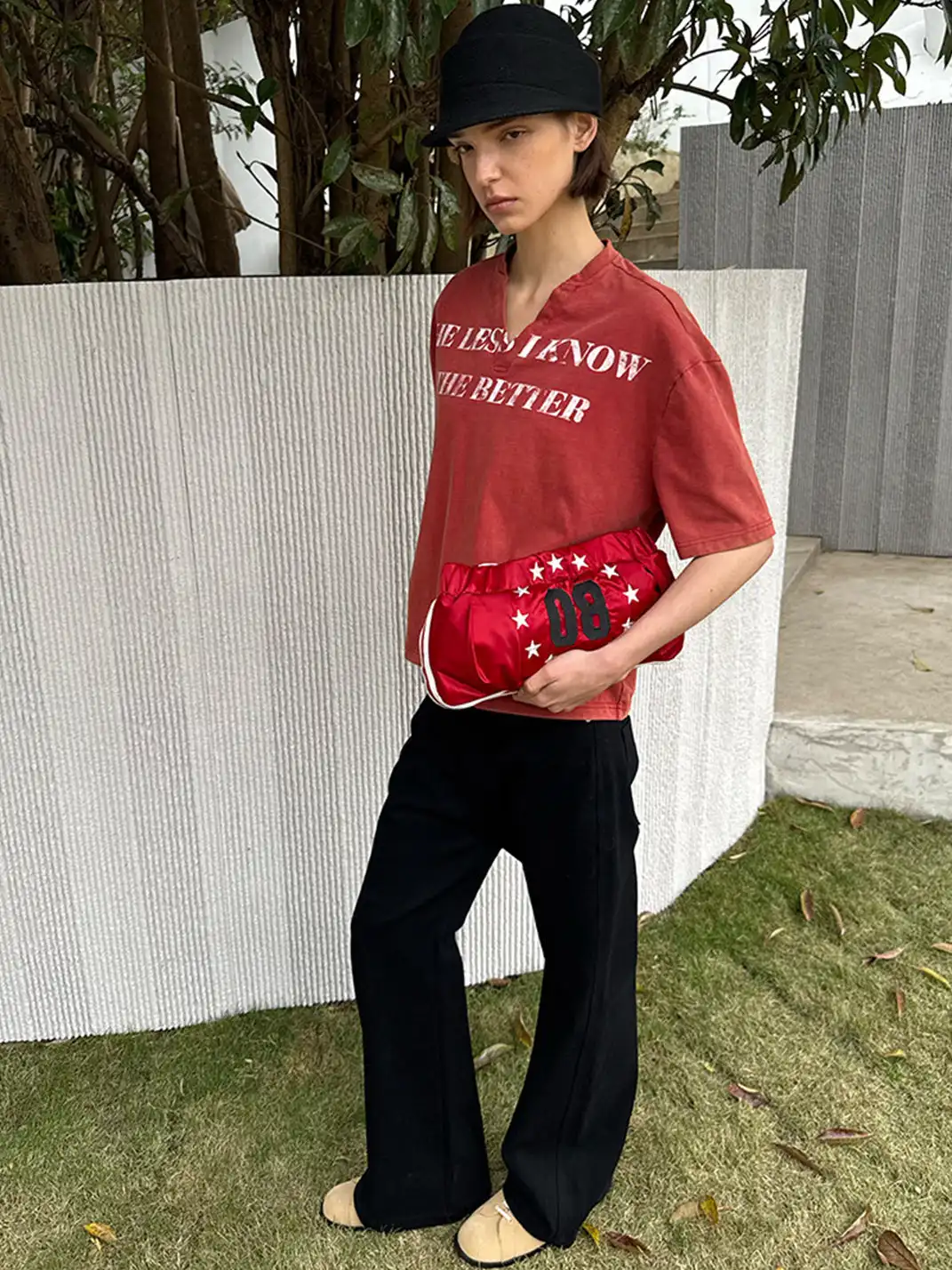 CasseSango | V-Neck Vintage Print T-Shirt