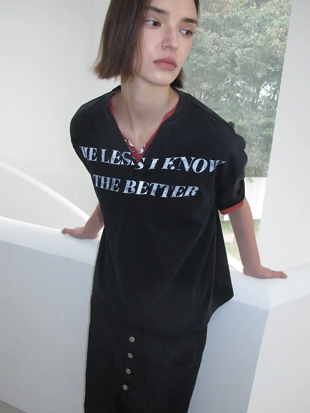 CasseSango | V-Neck Vintage Print T-Shirt