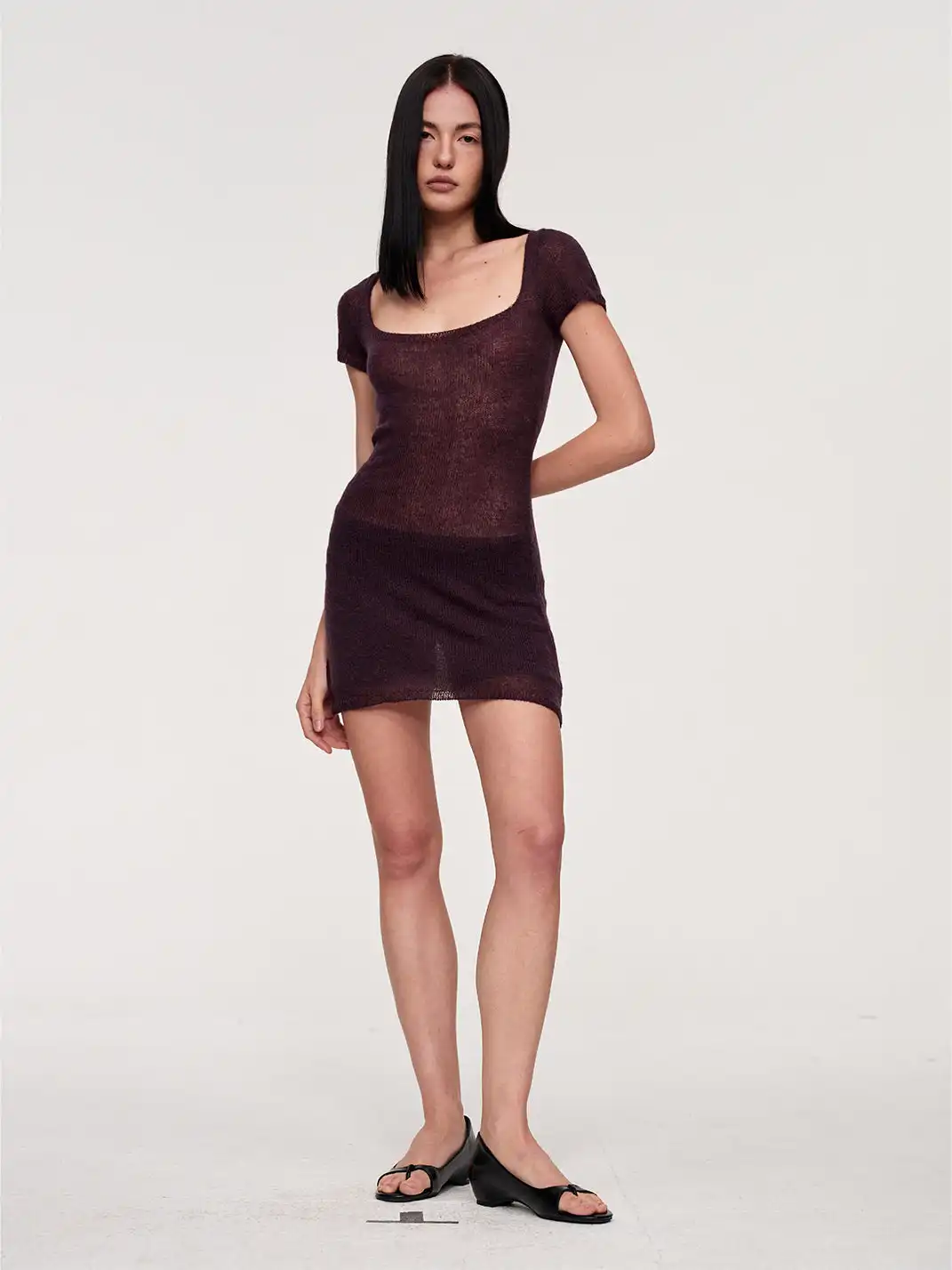 CSFC | Sheer Knit Square Neck Dress