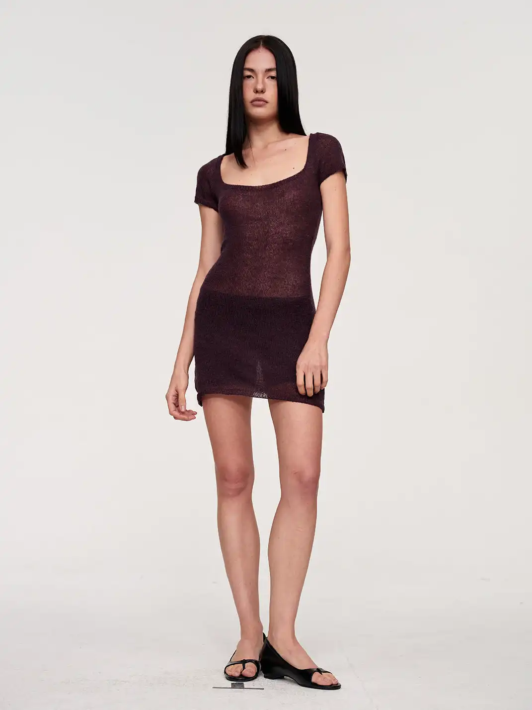 CSFC | Sheer Knit Square Neck Dress