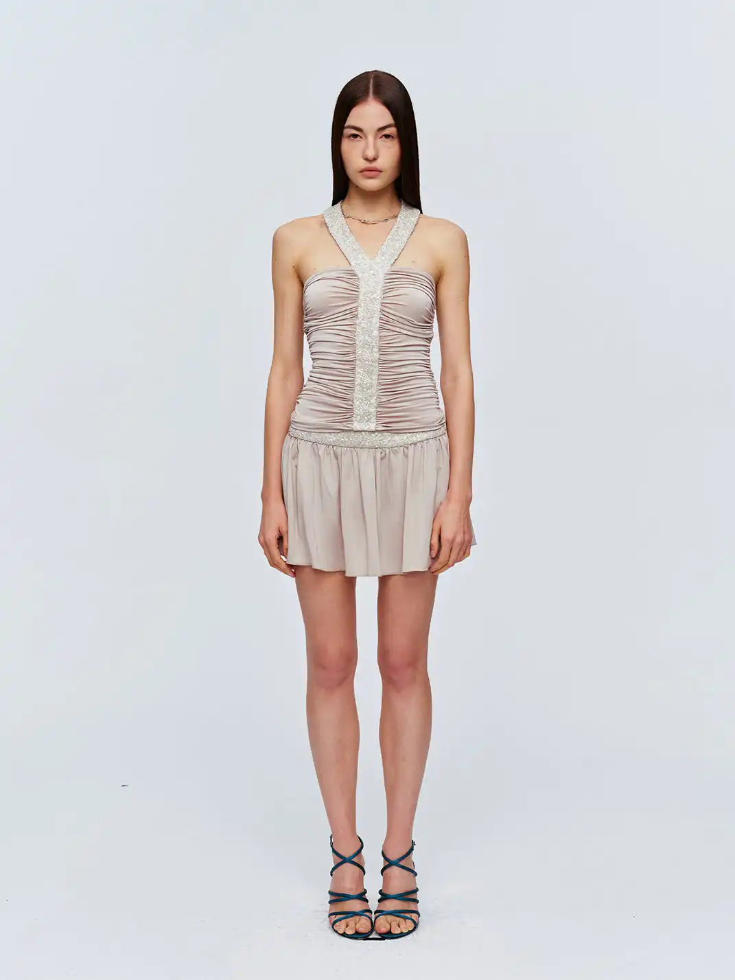 CSFC | Champagne Skin Tone Sequin Patchwork Mini Skirt
