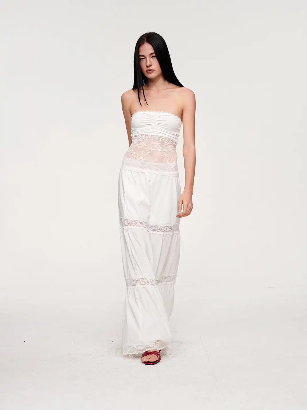 CSFC | Versatile Lace Tube Top Cake Skirt Set