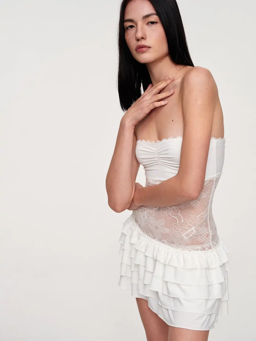 CSFC | Lace Tube Top Cake Hem Dress